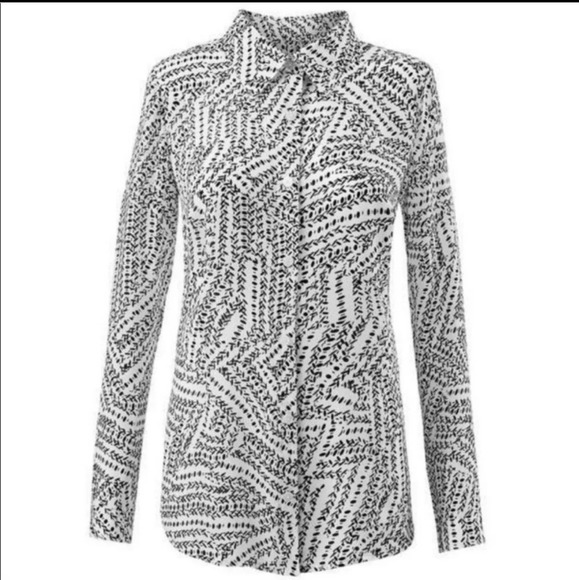 Cabi Printed Leaf Blouse 3255 Split Back Button Up Flowy Oversized Top Career S - Picture 6 of 13